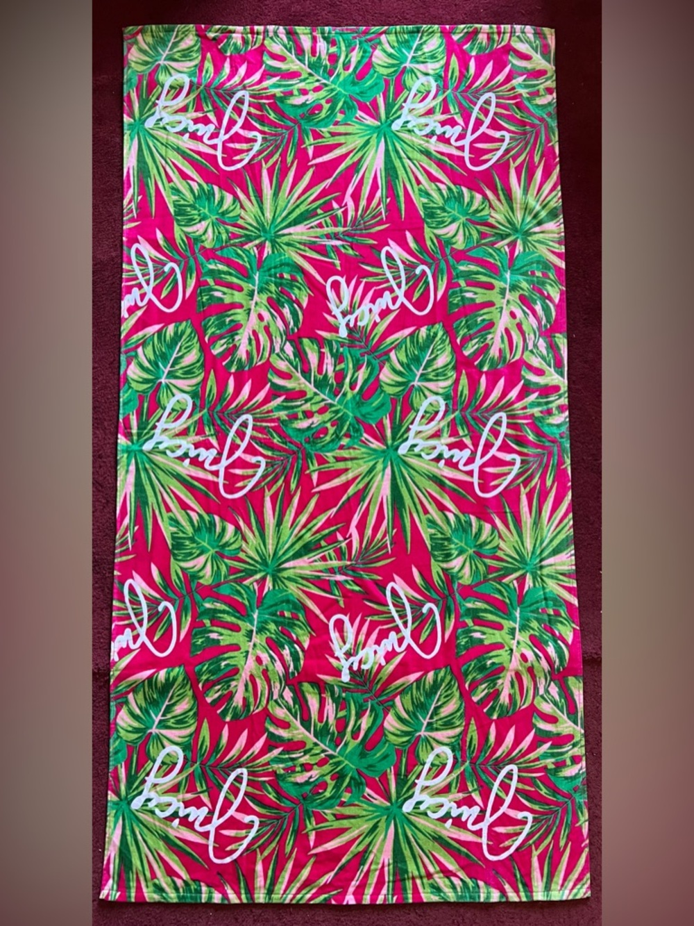 Juicy Couture Hot Fuchsia Tropical Foliage Beach Towel
